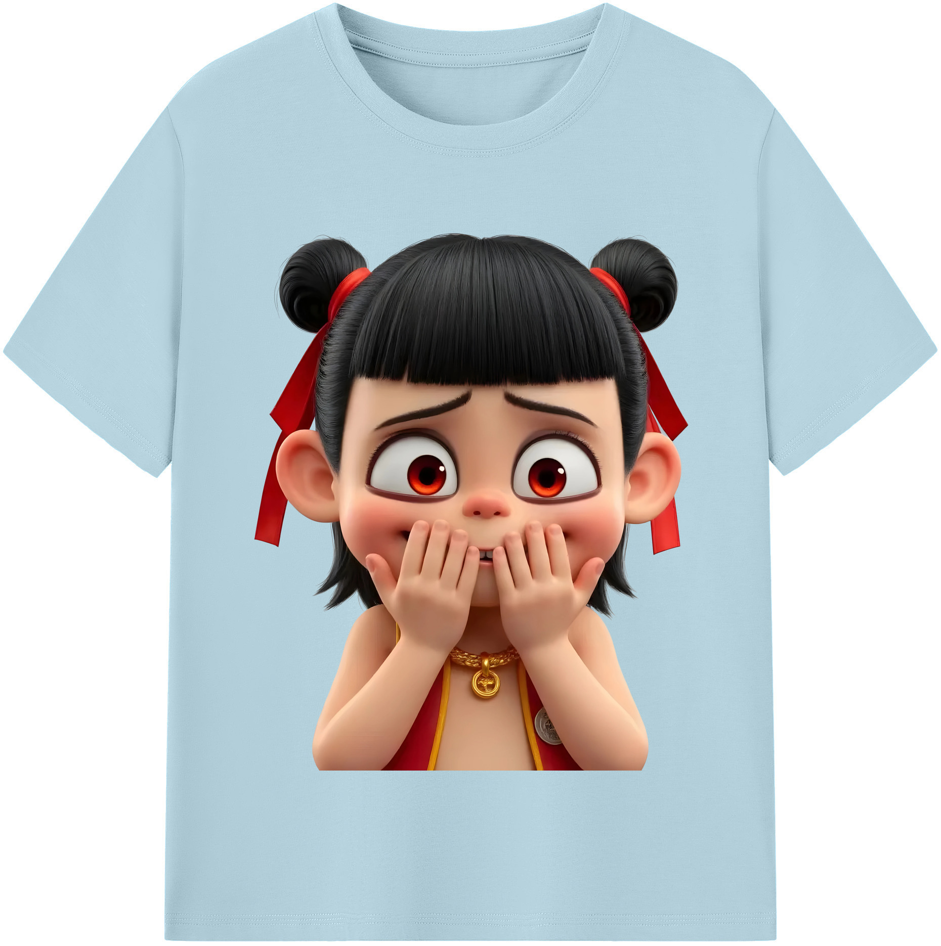 （画像用） Ne Zha 2 ナタ 魔童の大暴れ 綿100％半袖Tシャツ（フロントプリント）